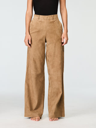WMN SUEDE WIDE PANTS