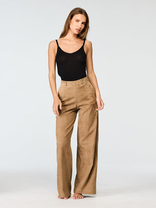 WMN SUEDE WIDE PANTS