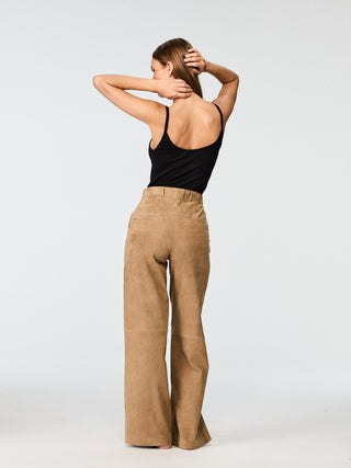 WMN SUEDE WIDE PANTS