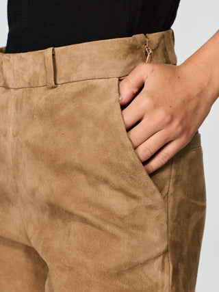 WMN SUEDE WIDE PANTS
