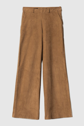 WMN SUEDE WIDE PANTS
